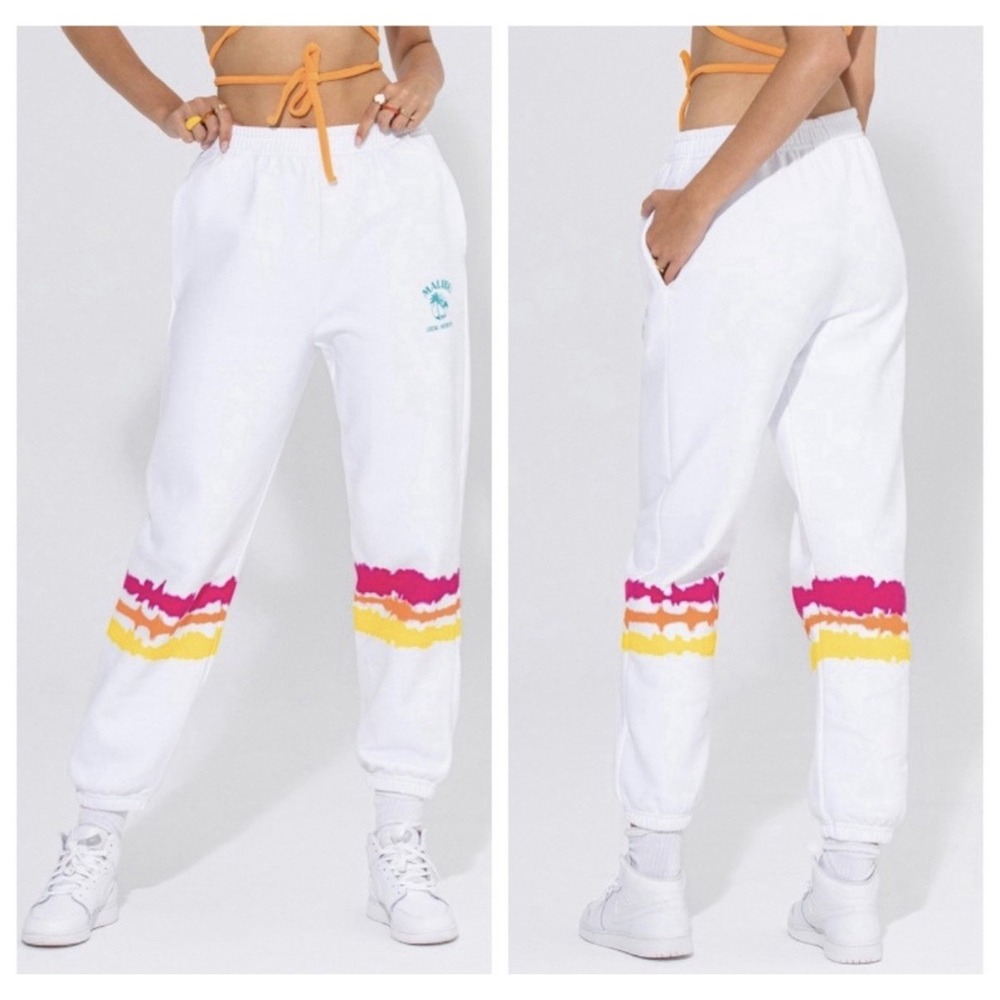 Local Heroes Malibu Sweatpants Women Size S White Excellent Tie-Dye Joggers